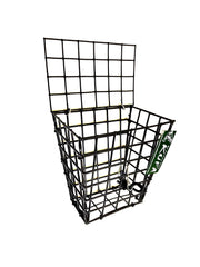 KUFA bait box wire-coated 7x6x4 black ready to strap and bait on a dock.
