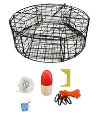 KUFA crab trap round vinyl coated, three ramped tunnels enable smoother crab entry.