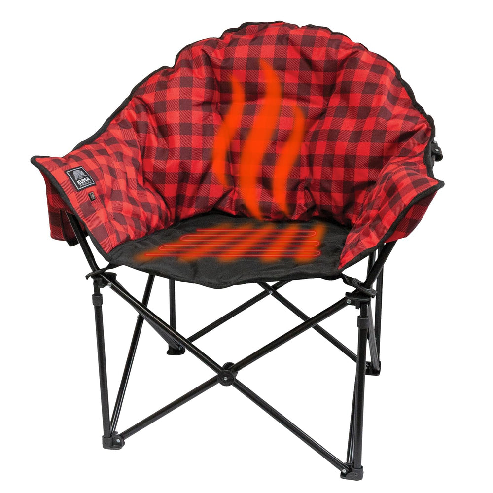 Kuma Lazy Bear heated chair in red and black for outdoor warmth