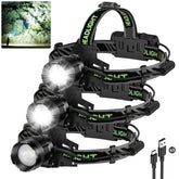Kungf 3Pack headlamp front view for hands-free outdoor visibility during hikes