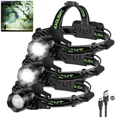 Kungf 3Pack headlamp front view for hands-free outdoor visibility during hikes