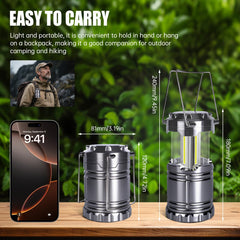 KunHe LED camping lantern delivers 360-degree light for complete area coverage.