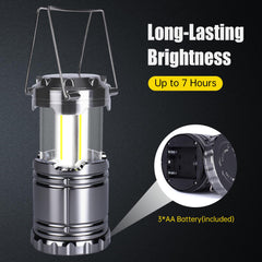 KunHe LED camping lantern folded for compact portable storage and travel convenience.
