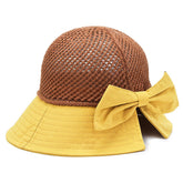 KXF Women Summer Mesh Sun Hat - Front view with bow decoration