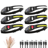 KYEKIO headlamp 6-pack front view demonstrates hands-free lighting for nighttime activities.