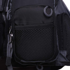 Kylebooker fly fishing vest back view showing breathable mesh for cooling.