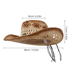 LABRIMP Western wide brim hat side view highlights breathable straw for all-day comfort