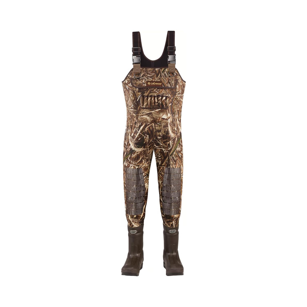 LaCrosse Brush Tuff Extreme ATS waders seen in full body view for rugged marshland protection.