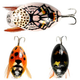 Lagnlnaoy cicada bait with ladybug pattern attracts bass with lifelike insect details.