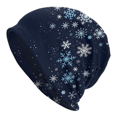 LAIPUTER Christmas Snowflakes Blue Beanie - front view