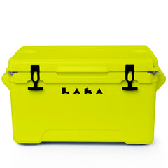 LAKA Laka Cooler front view shows rugged rotomolded body for tough trips on beach and camping