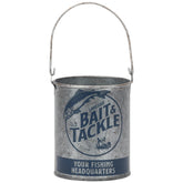 Open Road Brands Lakeside Bait and Tackle Metal Bucket - decorative pail