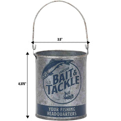 Lakeside bait and tackle metal bucket with worn finish