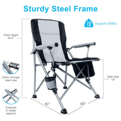 Lamberia camping chair open gray reveals sturdy seating for outdoor adventures.