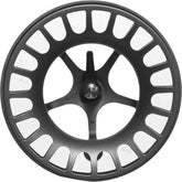 LAMSON First Gen Liquid/Remix spool in smoke on a reel showing quick line pickup and neat line management