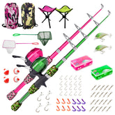 Lanaak 2-pack kids telescopic fishing poles in camo pink and green