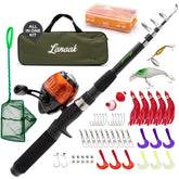 Lanaak Kids fishing pole rod - 65-inch telescopic design for easy travel and kid-friendly casting.