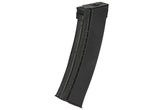 Lancer Tactical 420-round AK hi-capacity magazine in black, side view showing rugged grip texture.