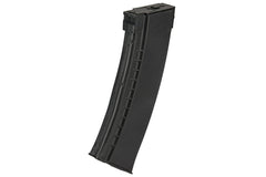 Lancer Tactical 420-round AK hi-capacity magazine in black, side view showing rugged grip texture.