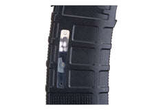 Lancer Tactical black mag with ribbed grip for secure handling.