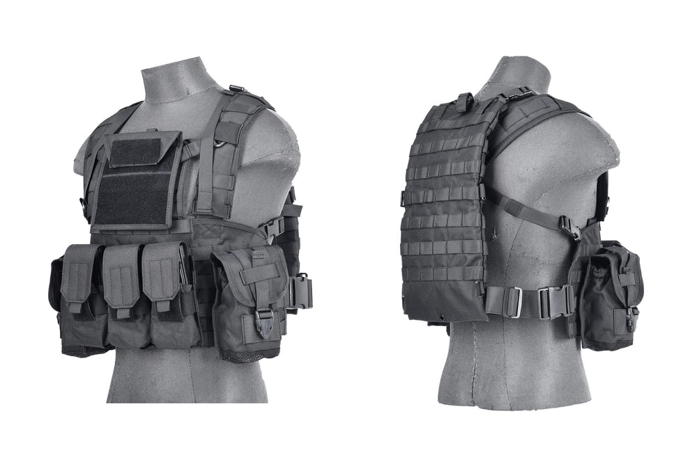 Lancer Tactical chest rig front view with MOLLE webbing for modular gear access.