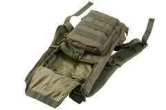 Lancer Tactical front PALS webbing and D-rings for quick accessory organization.