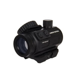 Lancer Tactical green and red dot sight on black body with side button for quick adjustments
