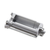 Lancer Tactical metal motor housing for V3 gearboxes in silver enhances durability.