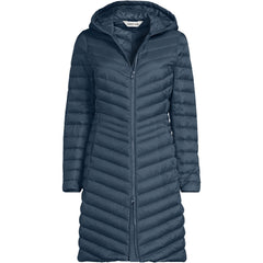 Lands' End women's packable chevron wanderweight coat vintage blue with hood, versatile winter warmth