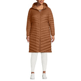 Lands' End women's packable chevron wanderweight down coat front view warm for chilly commutes