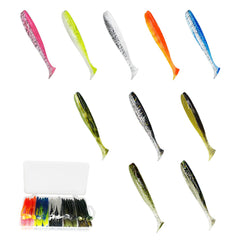 Lanmoon 100-piece paddle tail swimbaits set with bait box and 10 colors