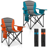 LANMOUNTAIN 2Pack padded camping chairs fold for easy transport and quick setup