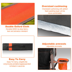 LANMOUNTAIN chair includes side pocket and cup holder for essentials