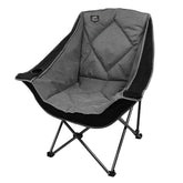 LANMOUNTAIN oversized folding chair front view shows padded seat for all-day outdoor comfort.