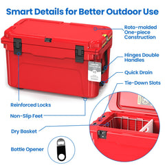 LARCOOL rotomolded build emphasizes rugged durability for camping and boating.