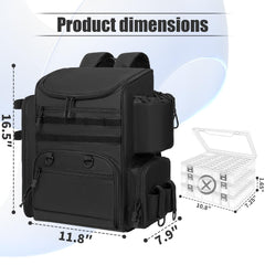 LASUK fishing backpack interior-dividers highlight flexible, removable compartments.