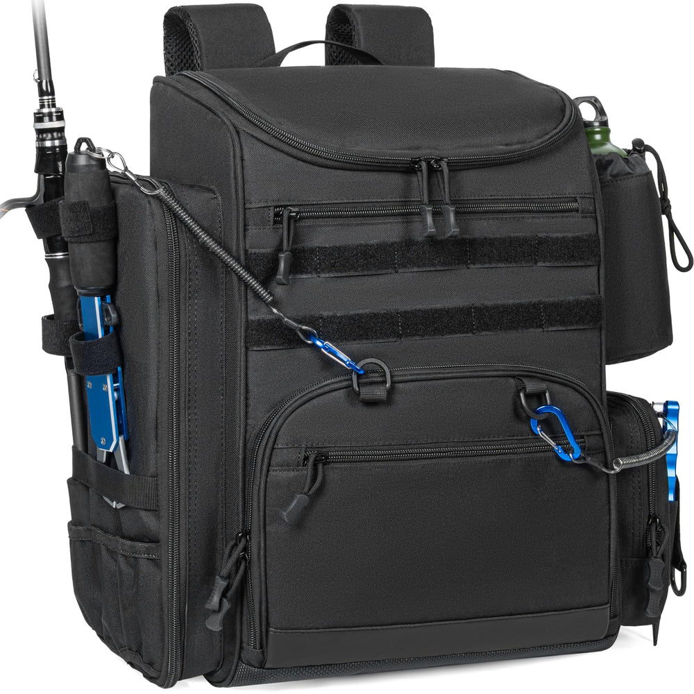 LASUK fishing backpack main view showing compact, rugged design for all-day fishing trips.