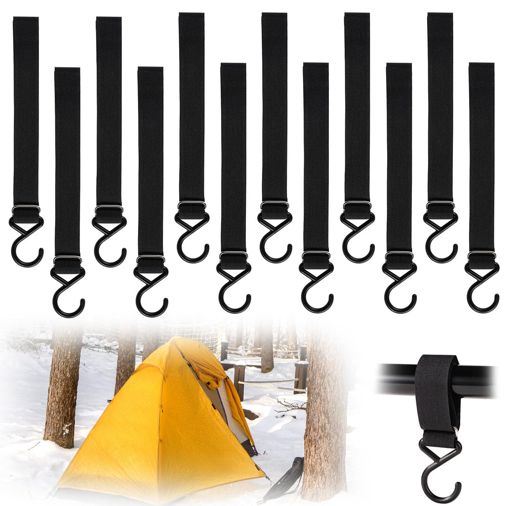 Lasuroa 12pcs Ice Fishing Coat Hooks set with nylon straps and plastic hooks