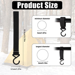 Coat hooks attached to nylon strap showing overall length of 32.5cm