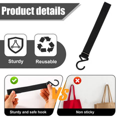 Black coat hooks with nylon strap for ice shelter use