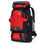 Lawaia 70L hiking backpack main compartment open for easy packing and access.