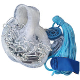 Lawaia cast net with lead sinkers closeup showing quick sinking capability