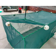 Lawaia fish net cage with cover for pond fish breeding and aquaculture use.