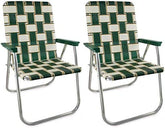 Lawn Chair USA Charleston with green arms, open front view for comfortable outdoor seating.