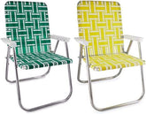Lawn Chair USA green-white stripe chair for camping and outdoor seating