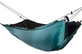 Lawson Hammock Underquilt Green shell closeup shows water resistance for chilly nights