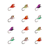 Laxygo Ice Fishing Jigs 10pc insect-shaped lead jigs with vivid patterns