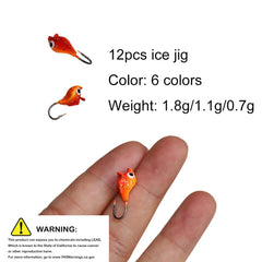 Close-up of Type A, B, and C jigs showing weights and colors