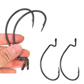 Black high carbon steel offset worm hook size 5/0