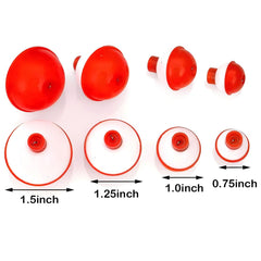 Mixed size fishing floats set – 20pcs red and white